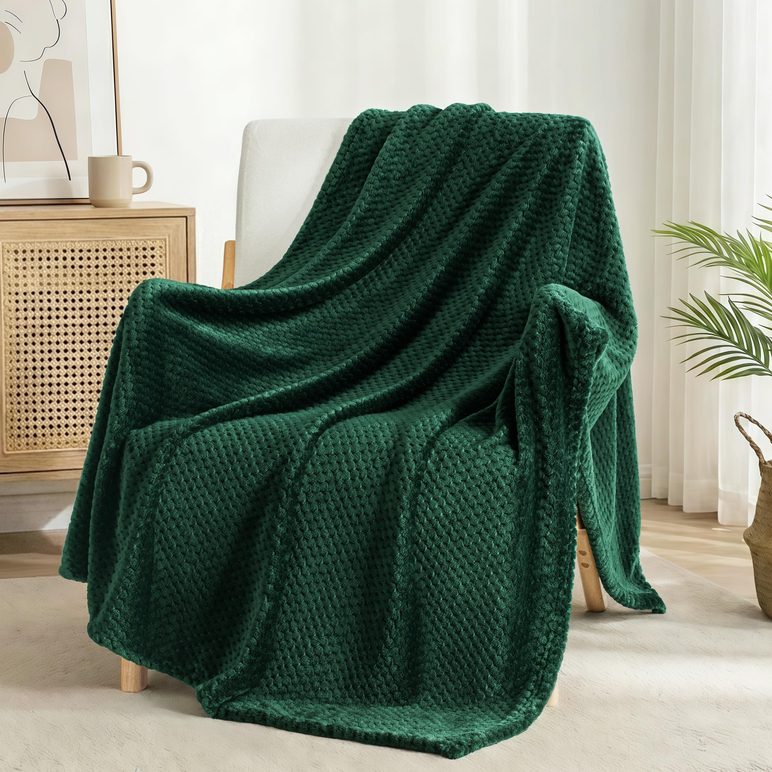 Exclusivo Mezcla Fleece Throw Blanket Extra Large, Super Soft and Warm Blankets for Couch, Sofa and Bed Waffle Textured, Cozy, Fuzzy and Lightweight (Slate Blue, 50x70 Inches)