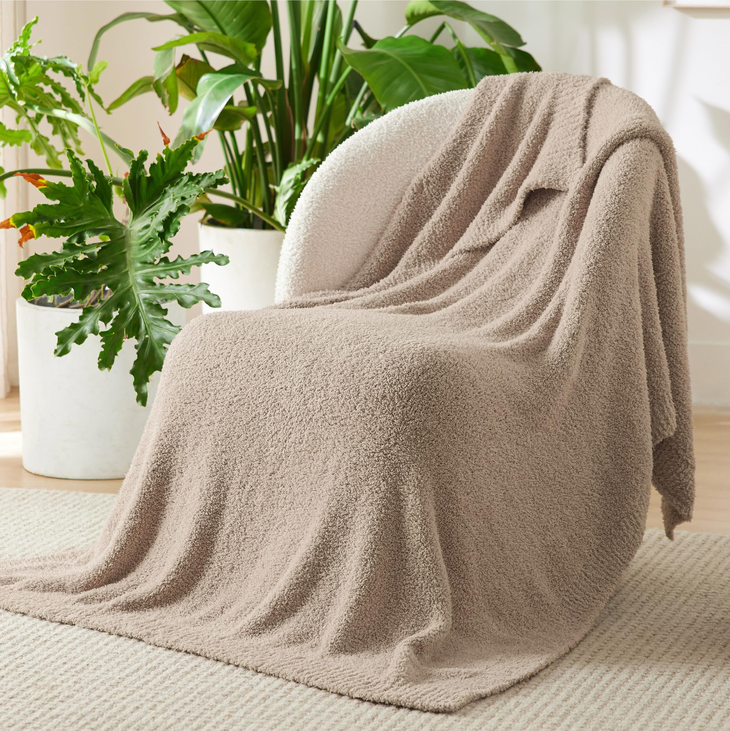 Bedsure Gentlesoft Cozy Knit Throw Blanket - Super Soft Fluffy Blanket for Couch, Bed, Sofa, Lightweight Warm All Season Plush Blankets, Mothers Day, Birthday Gifts for Women Men, Brown, 50x60 Inches