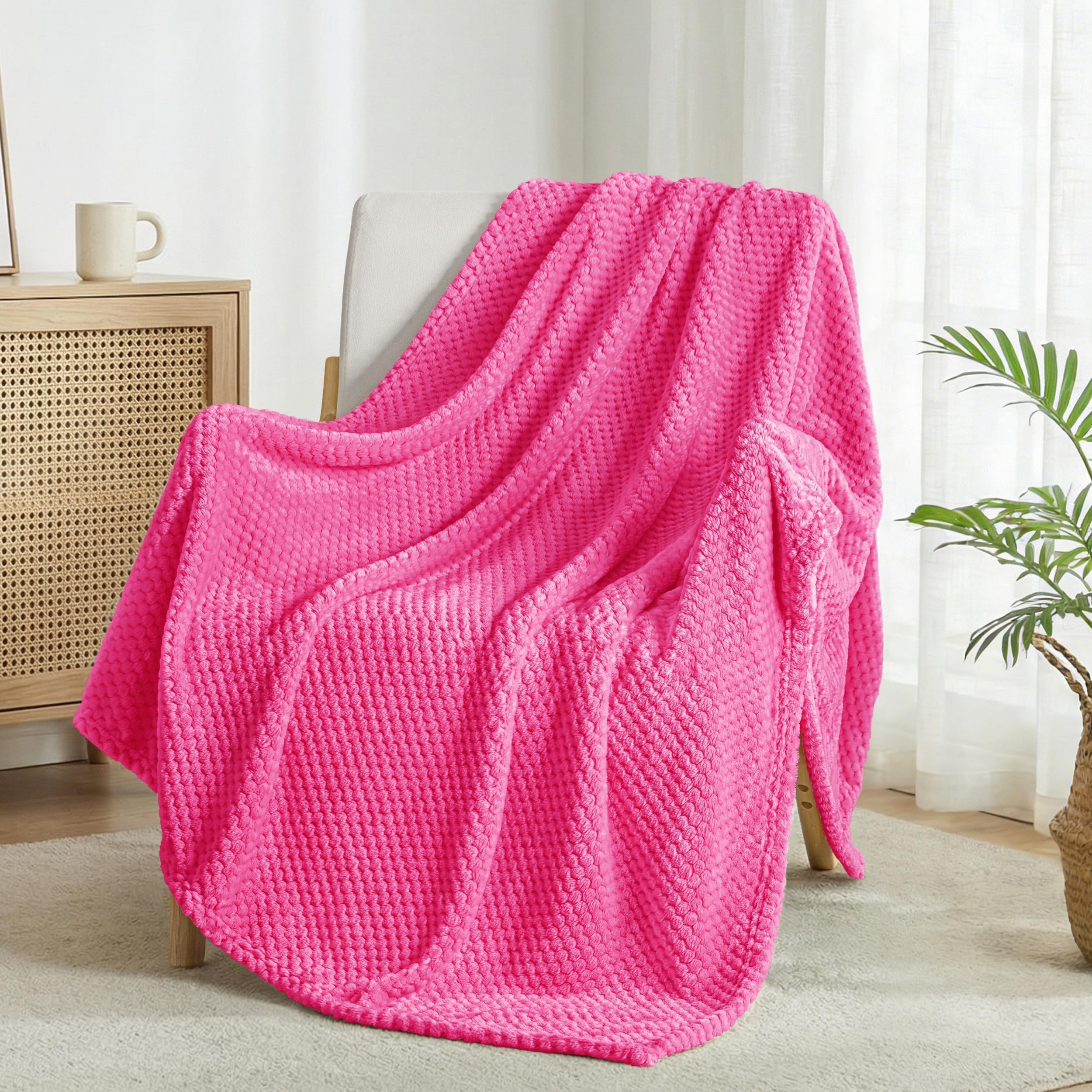 Exclusivo Mezcla Fleece Throw Blanket Extra Large, Super Soft and Warm Blankets for Couch, Sofa and Bed Waffle Textured, Cozy, Fuzzy and Lightweight (Slate Blue, 50x70 Inches)