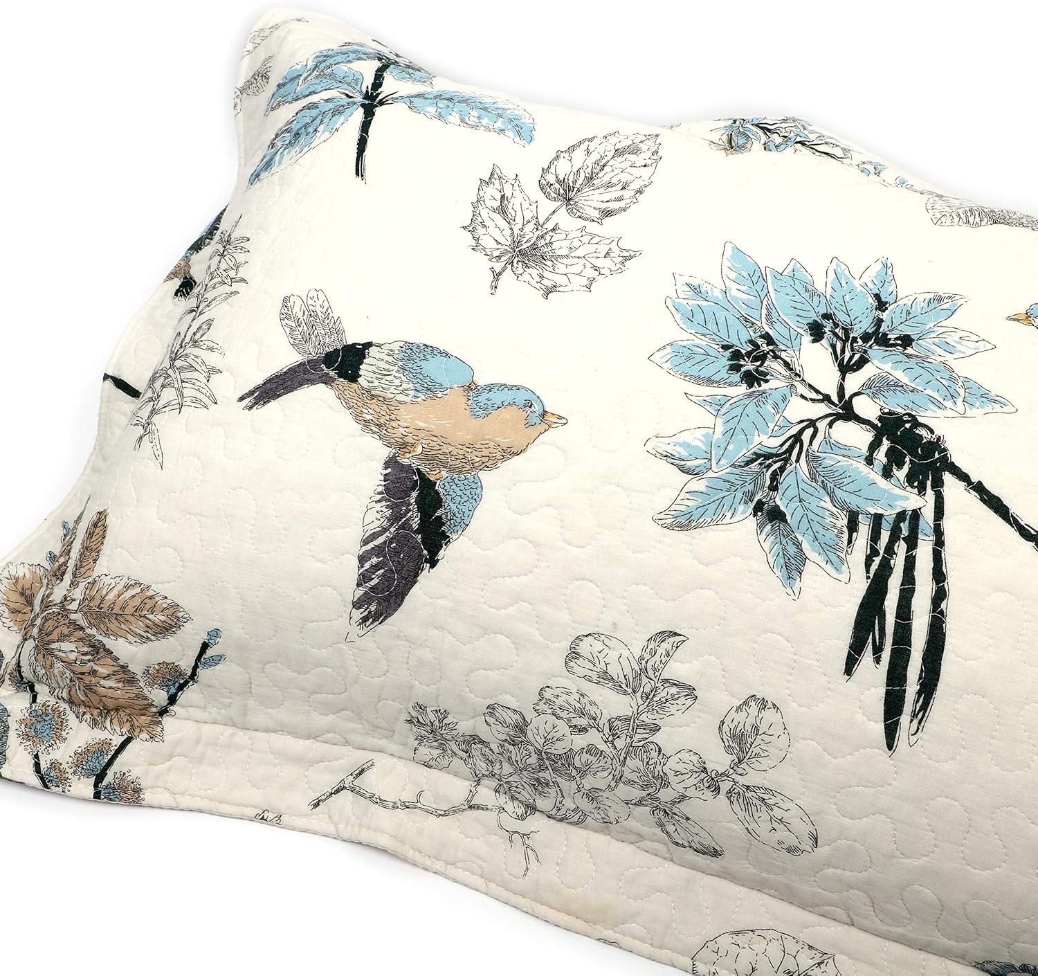 Cotton Quilted Pillow Cases Standard Size Set of 2, Queen Size Beach Themed Soft Comfy Pillow Shams, Pillow Covers with Tie Closure 20 x 27 inch (Cowry Starfish)