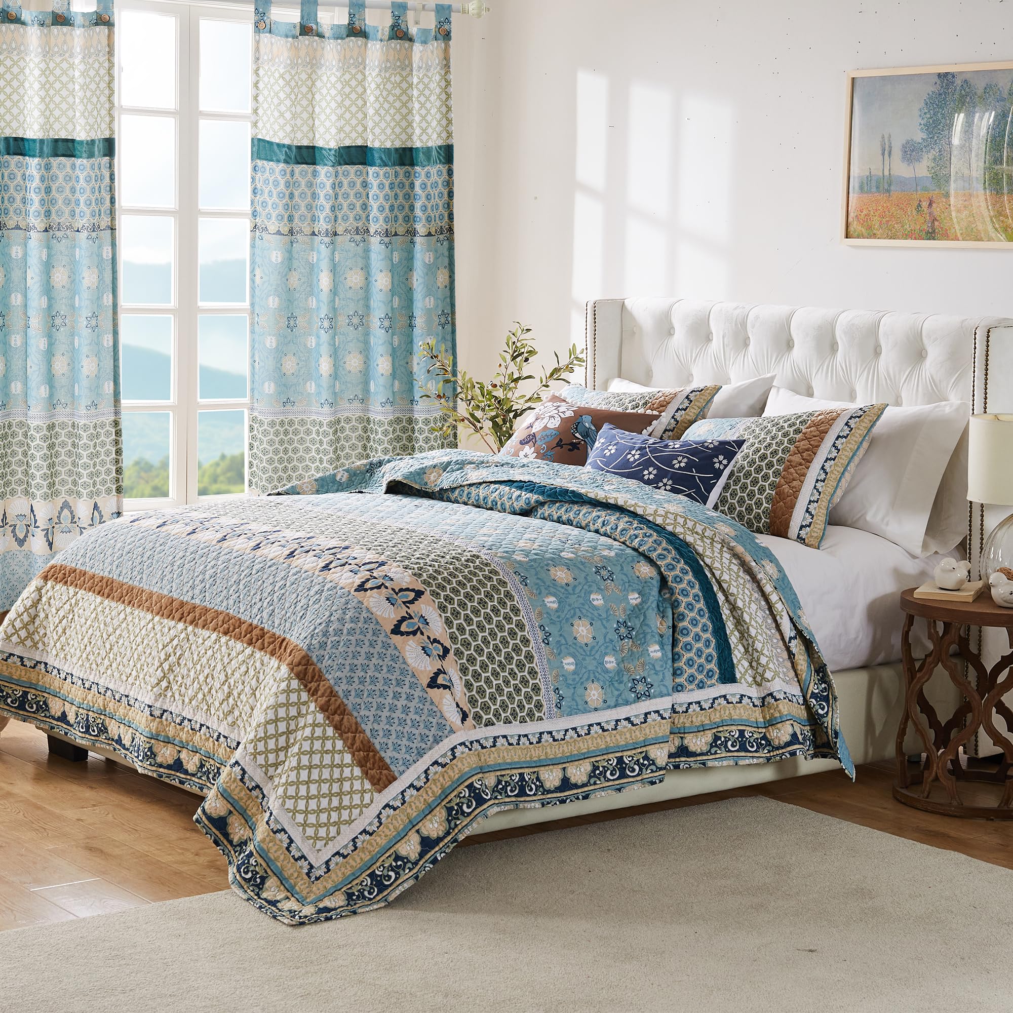 Greenland Home Thalia Quilted Bedding Set, 7-Piece Twin/XL, Blue, One Set