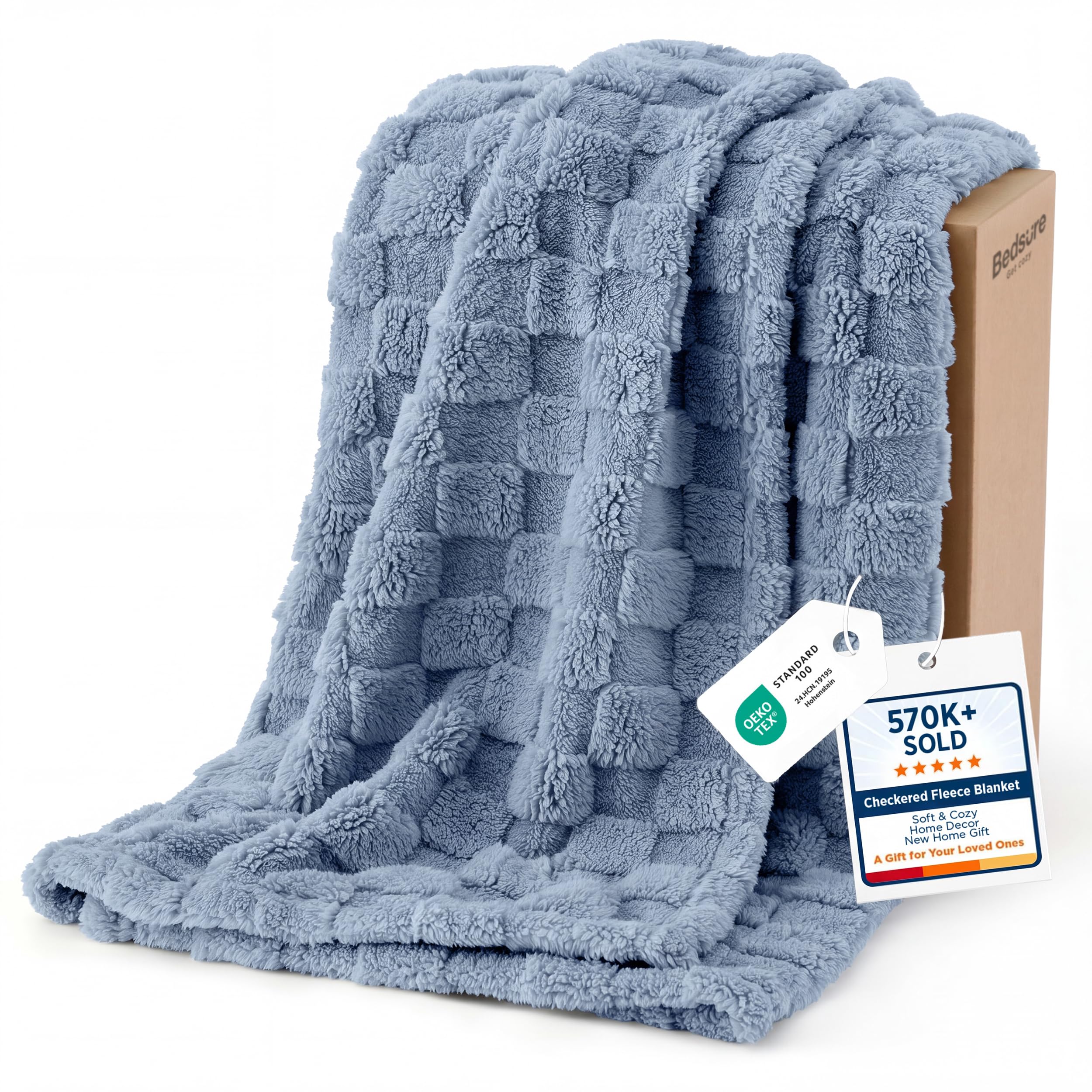Bedsure GentleSoft Sage Green Throw Blanket for Couch - Checkered Cute Fleece Blankets, Soft Cozy Summer Throw for Bedroom Home Decor Gifts for Mom Girls, Green, 50x60 Inches