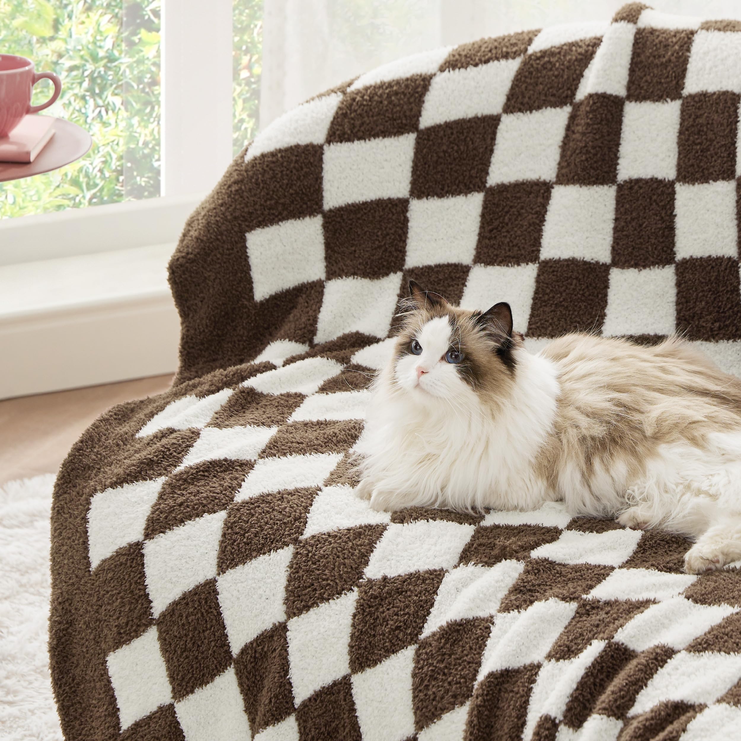 Bedsure Gentlesoft Cozy Knit Throw Blanket - Super Soft Fluffy Blanket for Couch, Bed, Sofa, Lightweight Warm All Season Plush Blankets, Mothers Day, Birthday Gifts for Women Men, Brown, 50x60 Inches