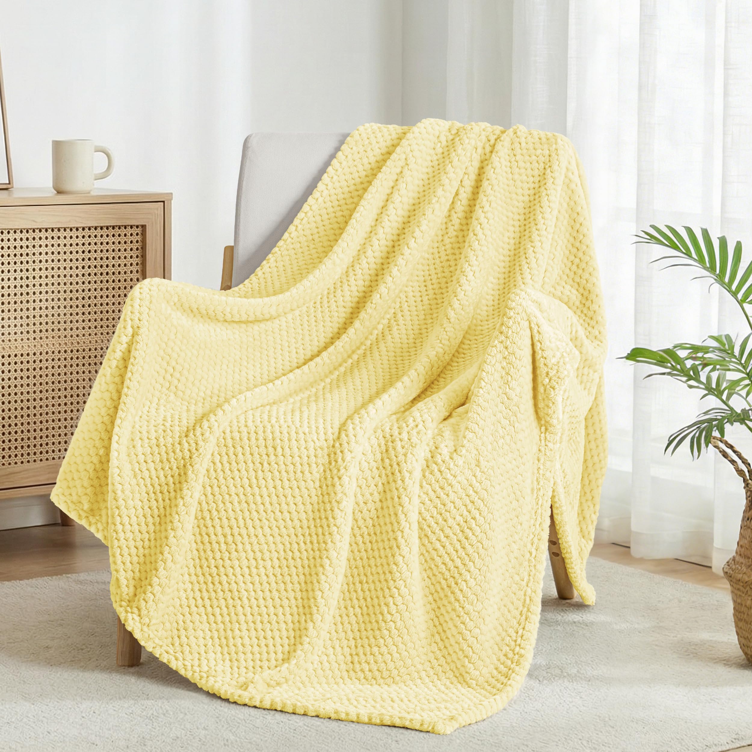Exclusivo Mezcla Fleece Throw Blanket Extra Large, Super Soft and Warm Blankets for Couch, Sofa and Bed Waffle Textured, Cozy, Fuzzy and Lightweight (Slate Blue, 50x70 Inches)