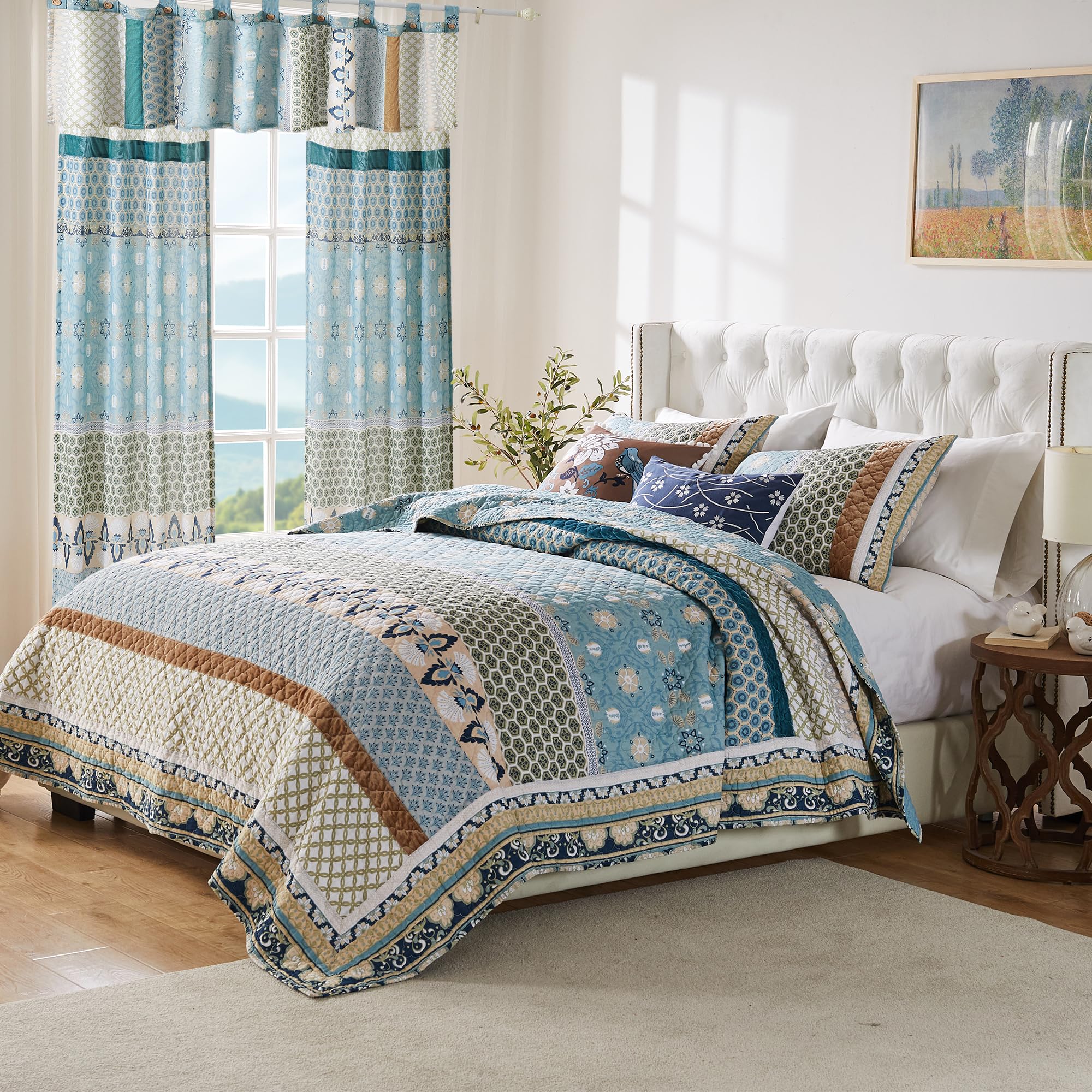 Greenland Home Thalia Quilted Bedding Set, 7-Piece Twin/XL, Blue, One Set