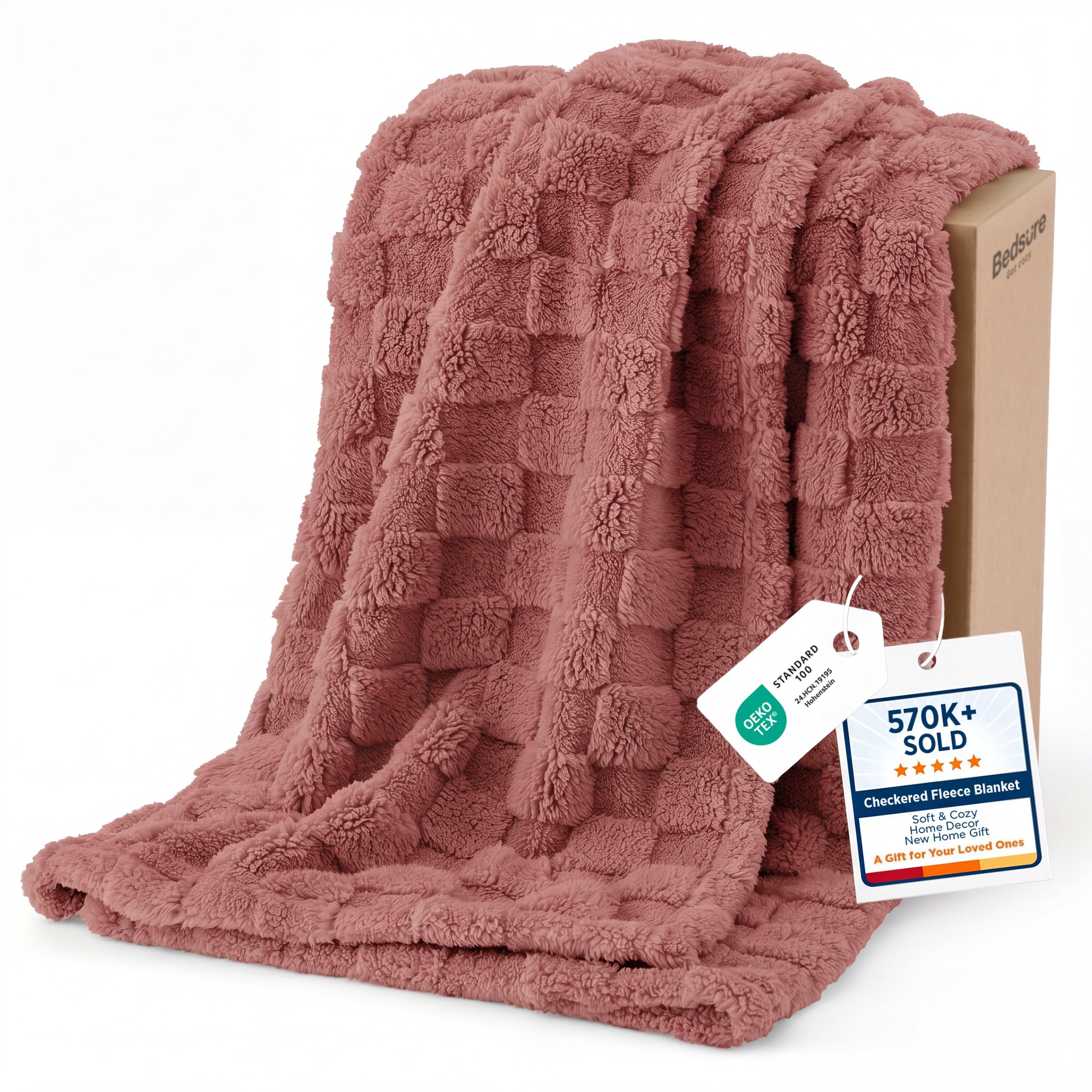 Bedsure GentleSoft Sage Green Throw Blanket for Couch - Checkered Cute Fleece Blankets, Soft Cozy Summer Throw for Bedroom Home Decor Gifts for Mom Girls, Green, 50x60 Inches