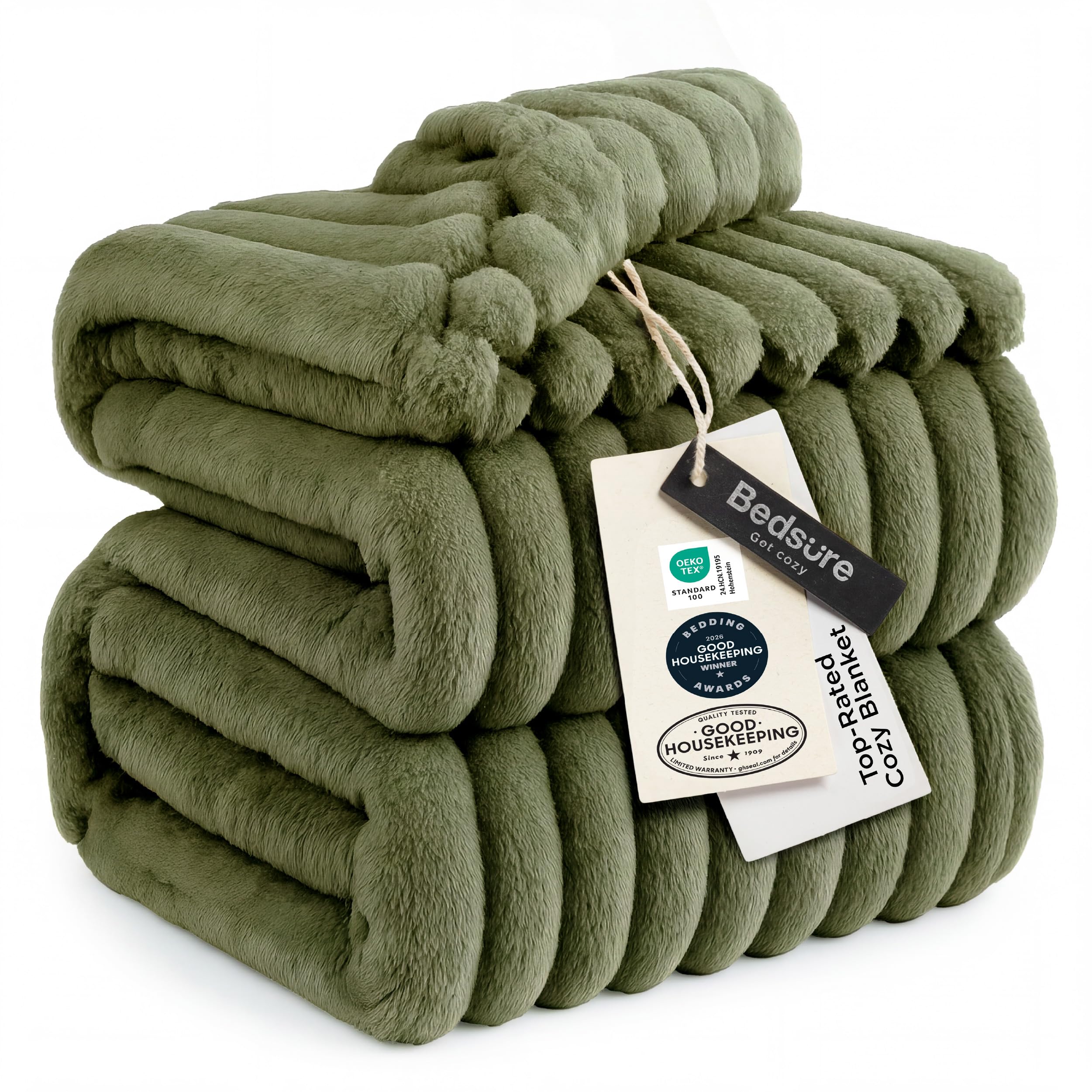 Bedsure GentleSoft Blankets Queen Size for Bed - Cozy Soft Sofa Couch Cover Blankets for Women, Cute Large Bedding Fleece Throws for Girls, Off White, 90x90 Inches