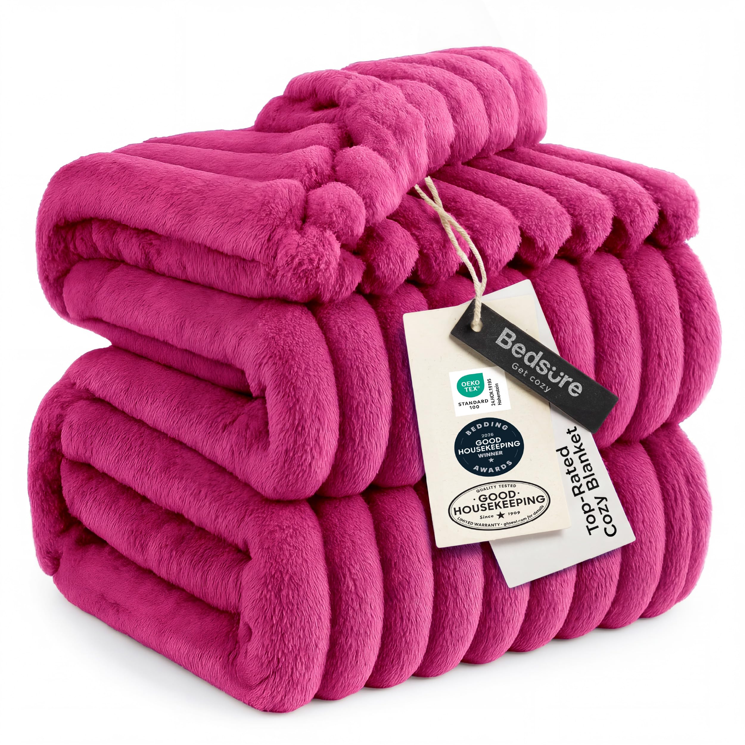Bedsure GentleSoft Blankets Queen Size for Bed - Cozy Soft Sofa Couch Cover Blankets for Women, Cute Large Bedding Fleece Throws for Girls, Off White, 90x90 Inches