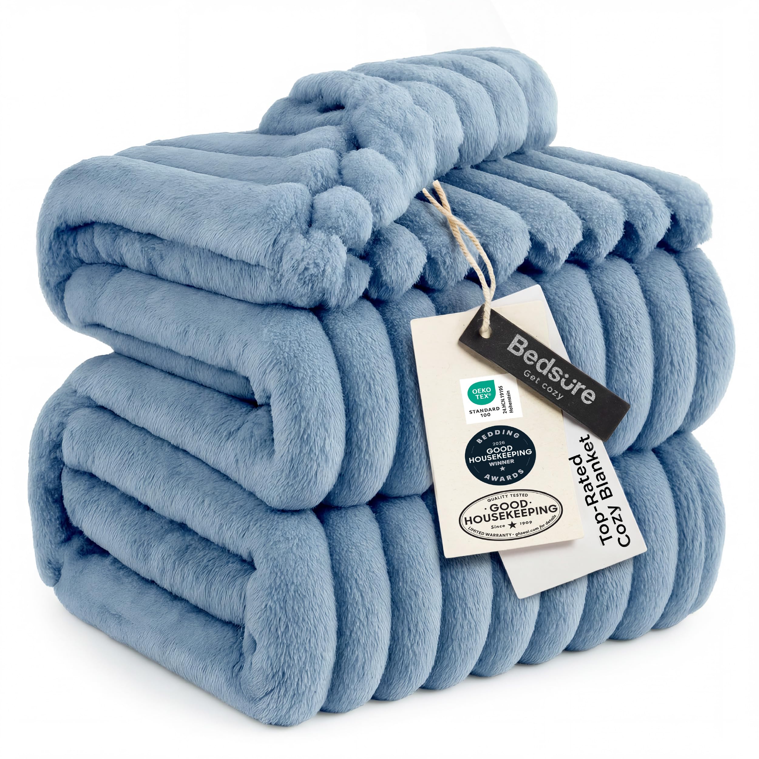 Bedsure GentleSoft Blankets Queen Size for Bed - Cozy Soft Sofa Couch Cover Blankets for Women, Cute Large Bedding Fleece Throws for Girls, Off White, 90x90 Inches