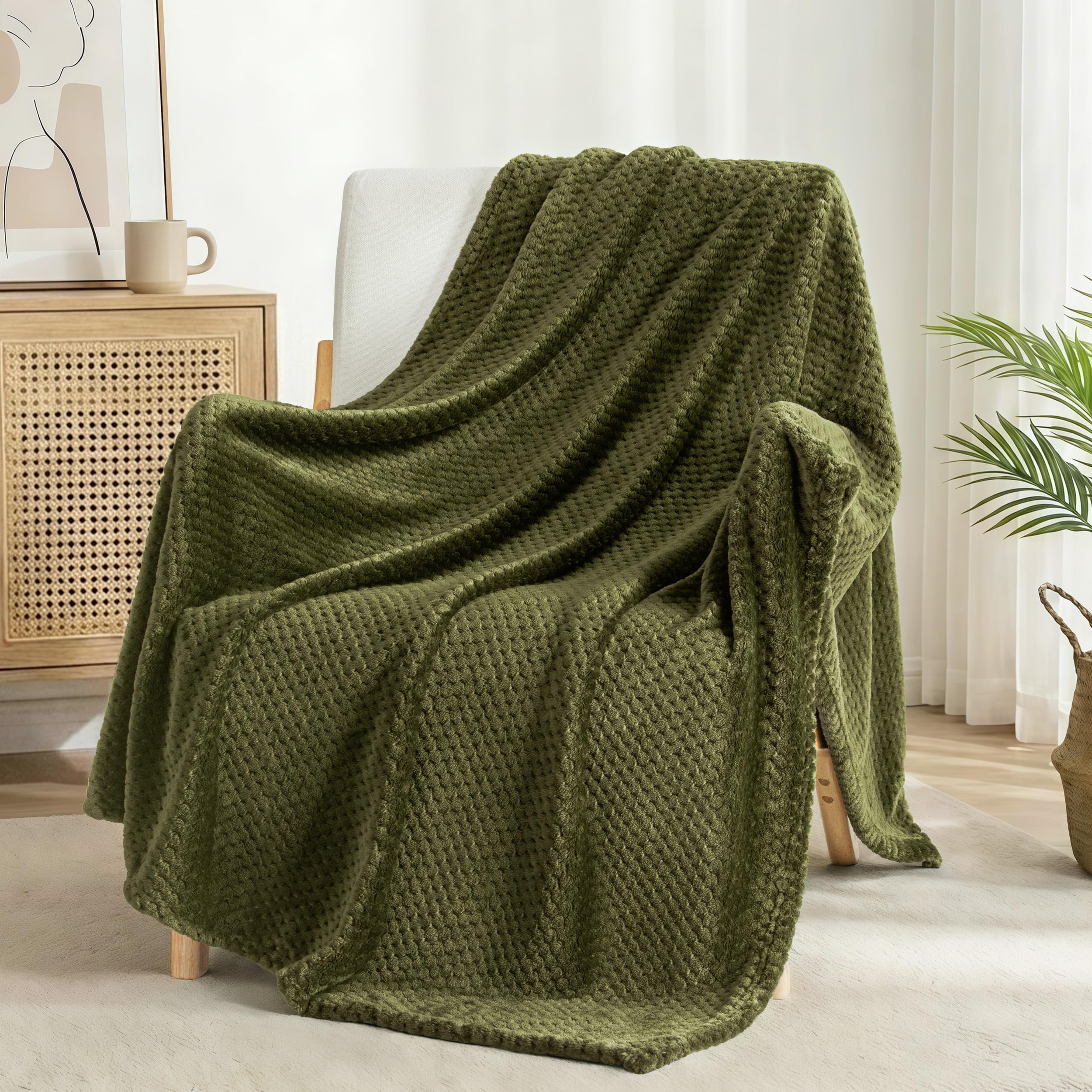 Exclusivo Mezcla Fleece Throw Blanket Extra Large, Super Soft and Warm Blankets for Couch, Sofa and Bed Waffle Textured, Cozy, Fuzzy and Lightweight (Slate Blue, 50x70 Inches)