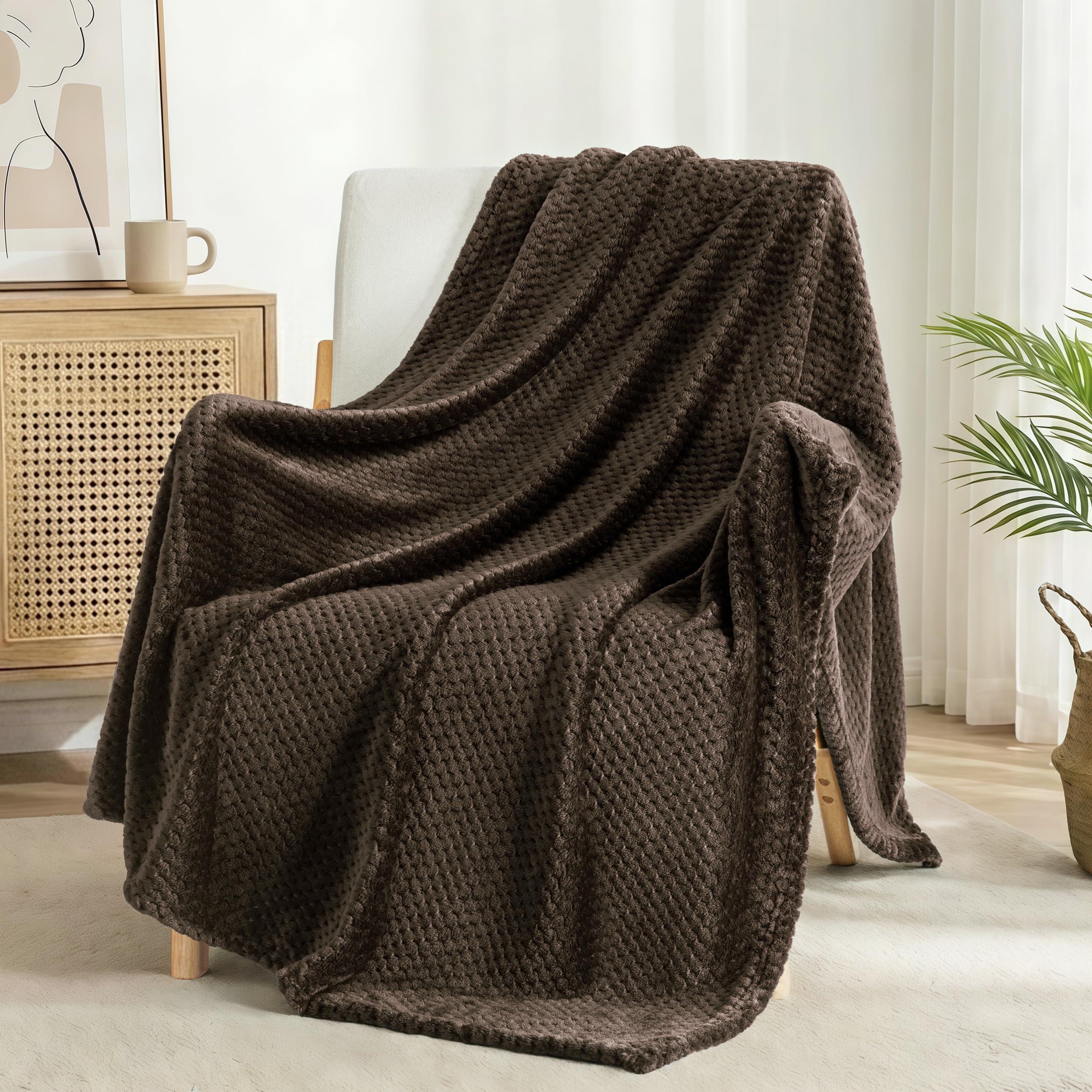 Exclusivo Mezcla Fleece Throw Blanket Extra Large, Super Soft and Warm Blankets for Couch, Sofa and Bed Waffle Textured, Cozy, Fuzzy and Lightweight (Slate Blue, 50x70 Inches)