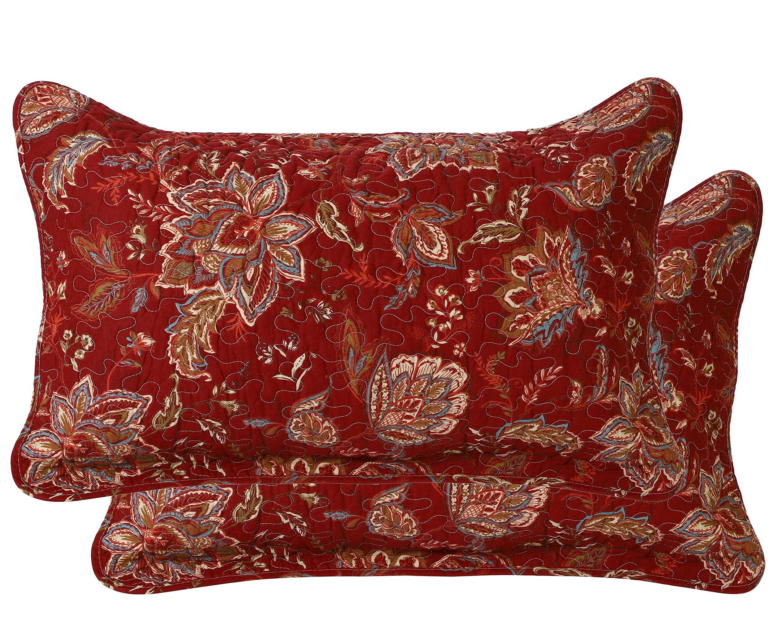 Cotton Quilted Pillow Cases Standard Size Set of 2, Queen Size Beach Themed Soft Comfy Pillow Shams, Pillow Covers with Tie Closure 20 x 27 inch (Cowry Starfish)