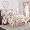 Waverly Charleston Chirp 4 Piece Quilt Set - 100% Cotton Light Weight Bedding with Bed Skirt & 2 Pillow Shams - Full/Queen Papaya