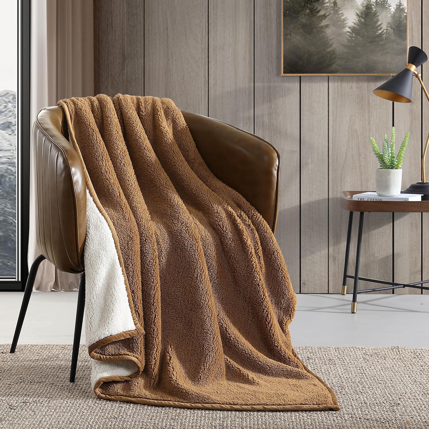 Eddie Bauer - Throw Blanket, Ultra-Soft Plush & Reversible Bedding, Throw Blanket for Couch & Bed (Solid Brown, 50" x 60")